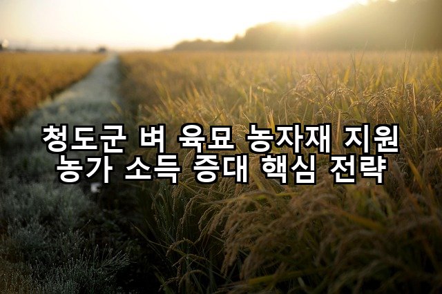청도군 벼 육묘 농자재 지원 농가 소득 증대 핵심 전략